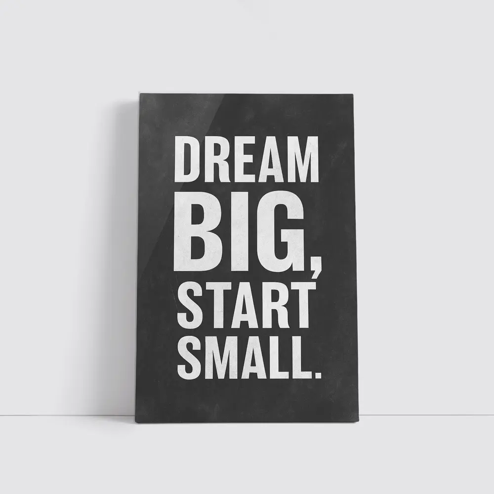 Dream Big Start Small Dark Chalkboard Quote – Wall Art