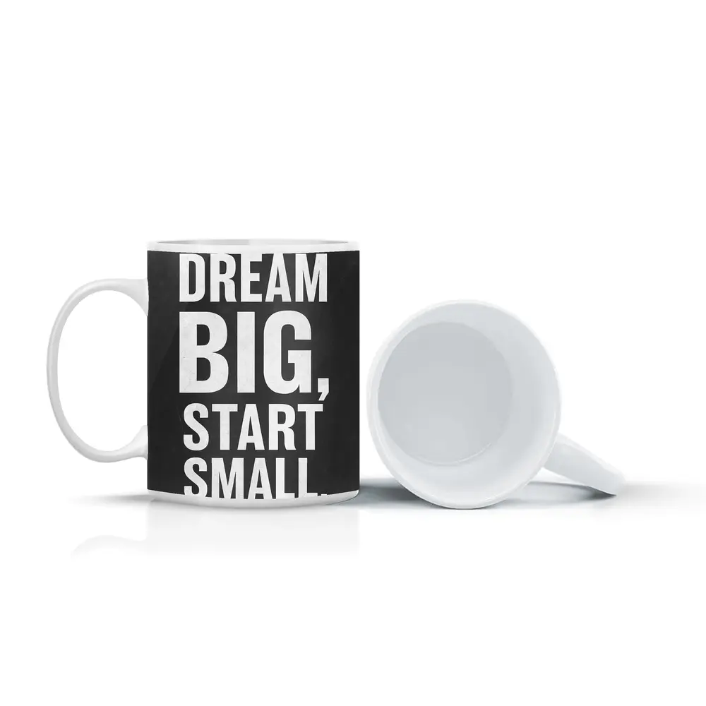 Dream Big Start Small Dark Chalkboard Quote – Mugs