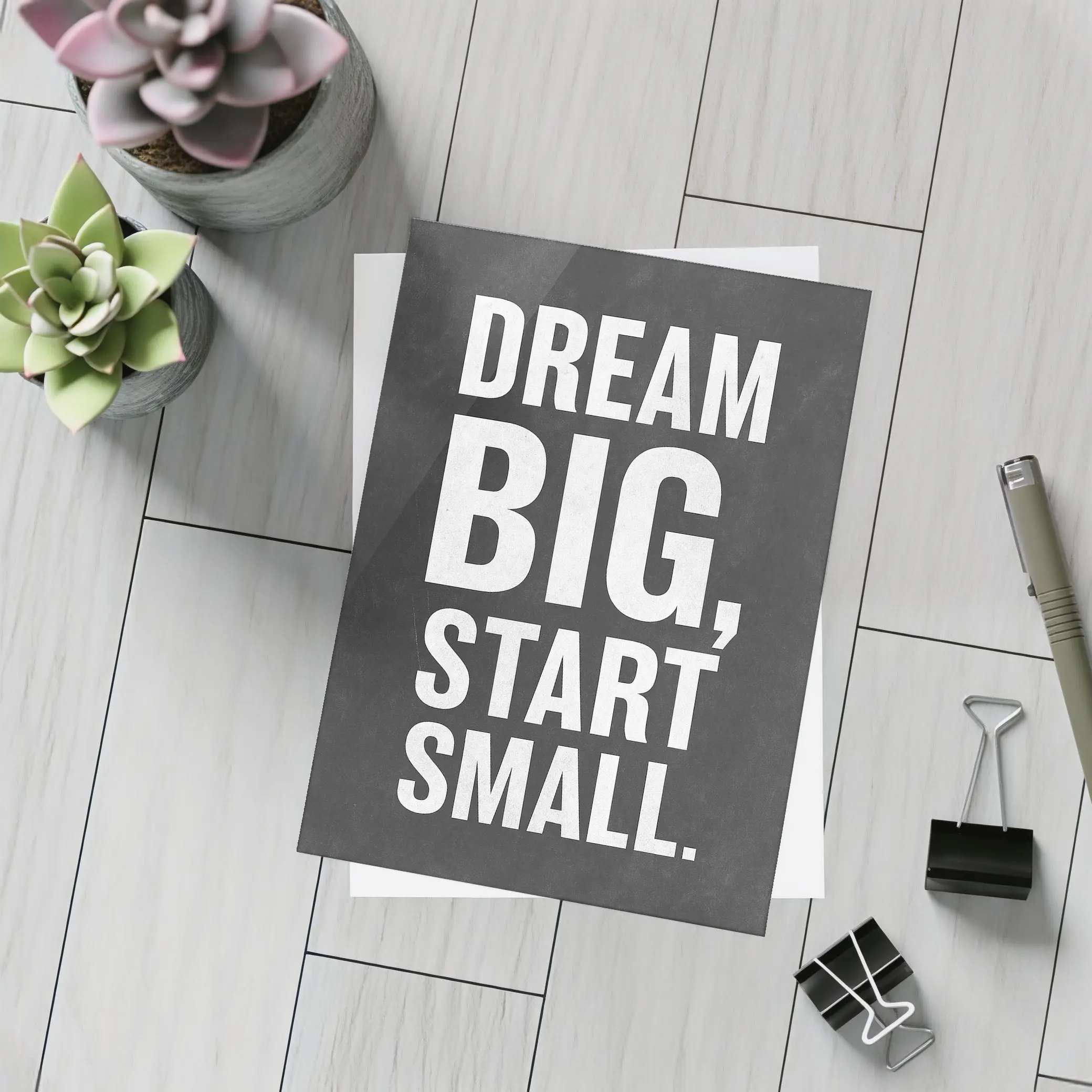 Dream Big Start Small Dark Chalkboard Quote – Postcards