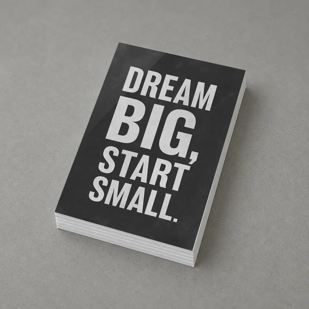 Dream Big Start Small Dark Chalkboard Quote – Postcards