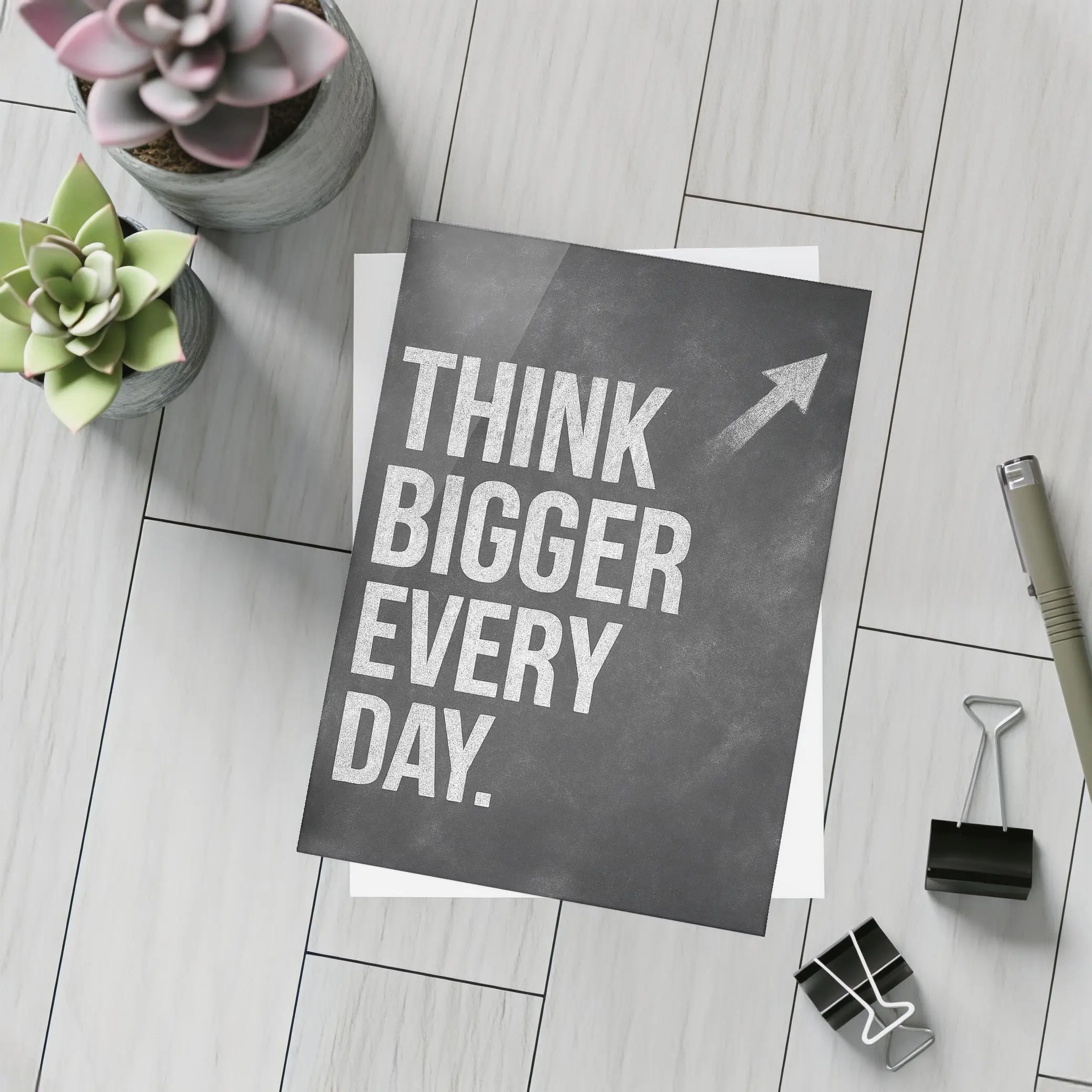 Think Bigger Every Day Chalkboard Motivational Art – Postcards
