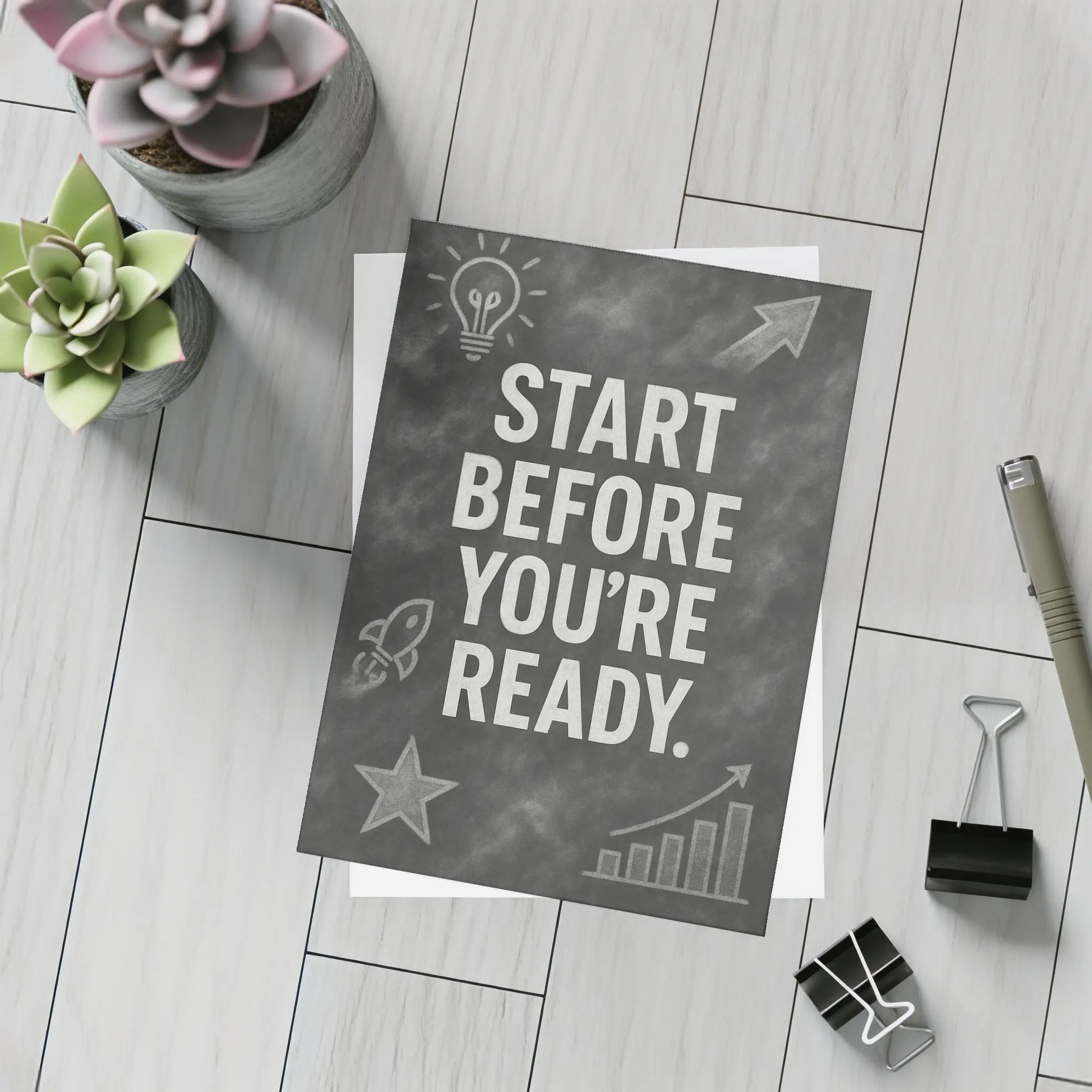 Start Before You Are Ready Chalkboard Quote – Postcards
