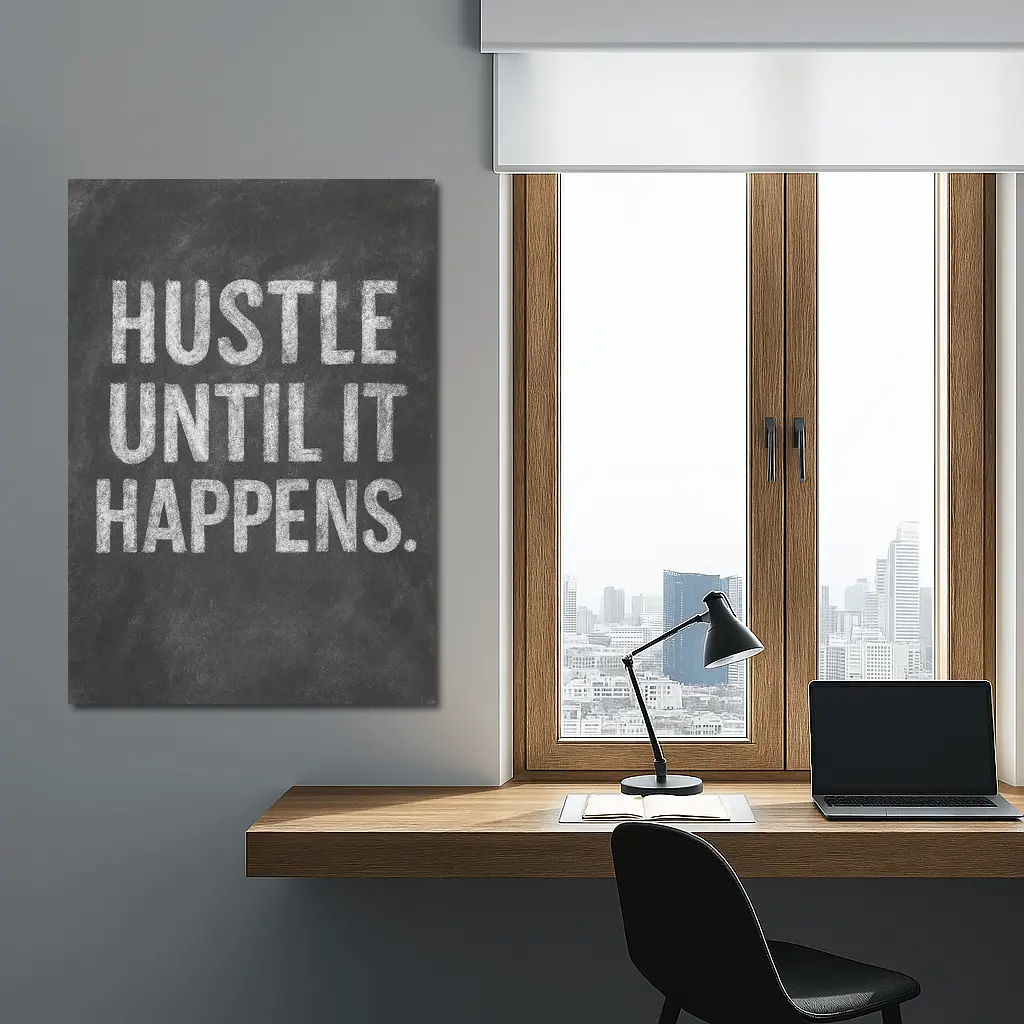 Hustle Until It Happens Chalkboard Quote – Wall Art