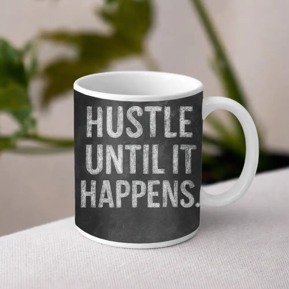 Hustle Until It Happens Chalkboard Quote – Mugs