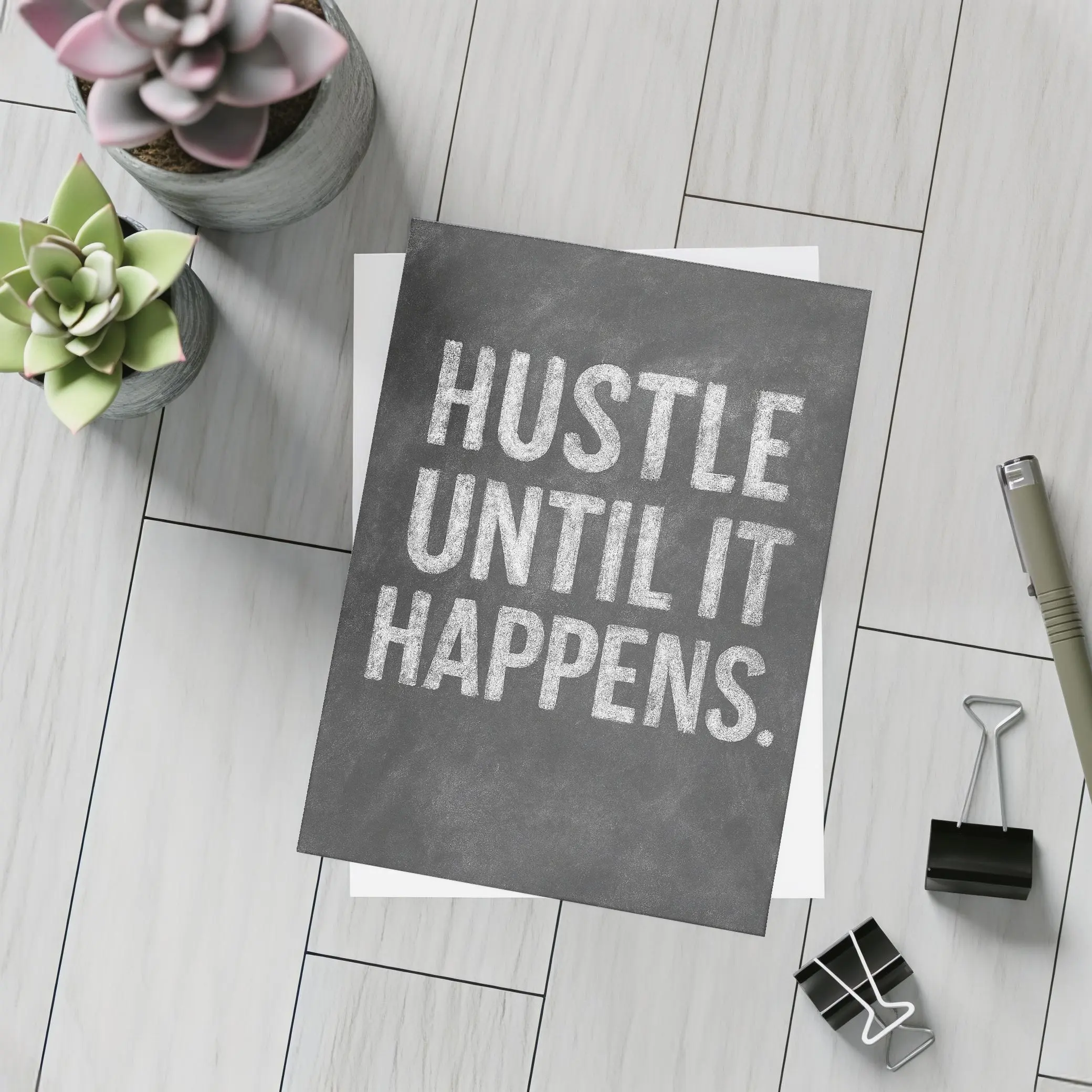 Hustle Until It Happens Chalkboard Quote – Postcards