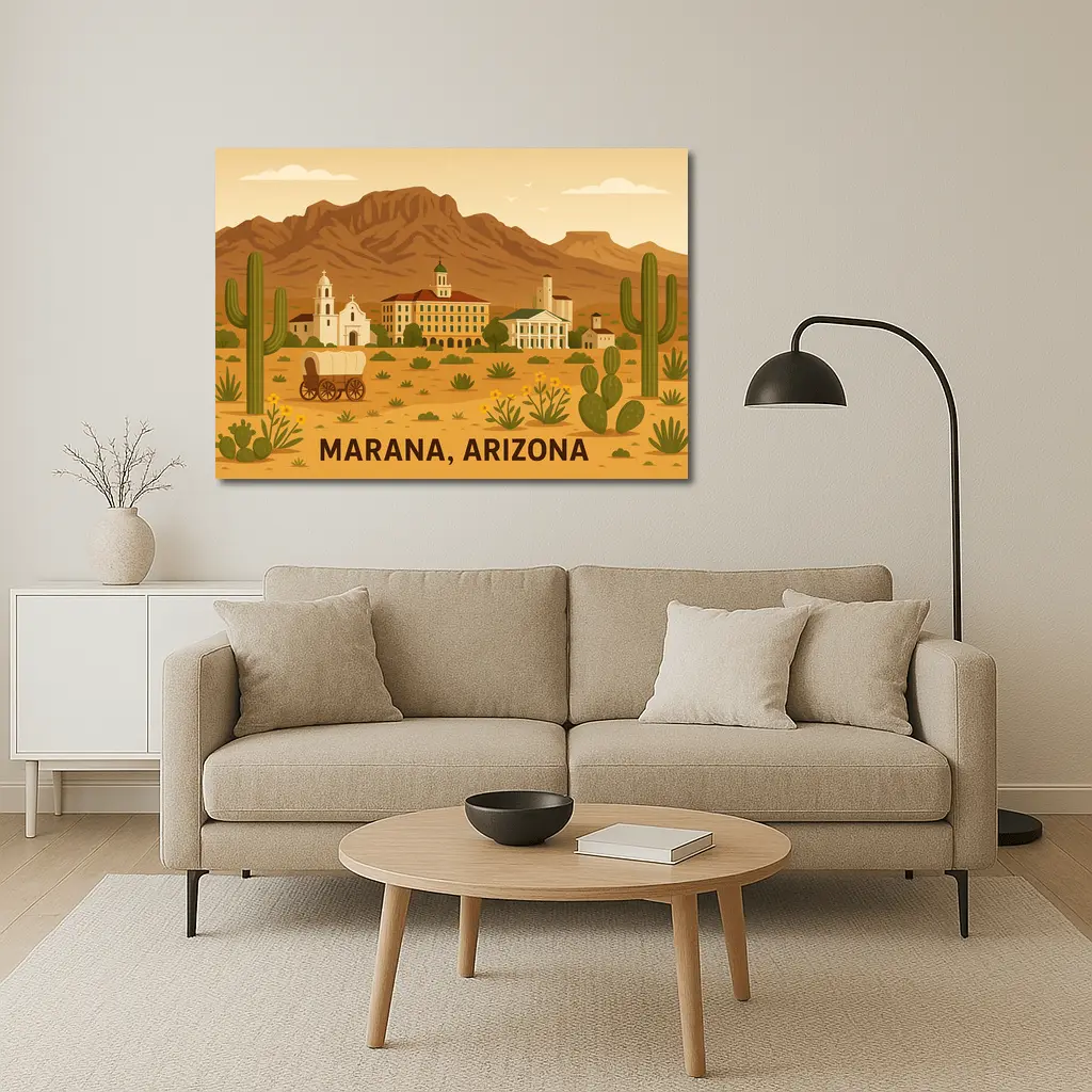 Marana Arizona Desert Town Illustration Art – Wall Art