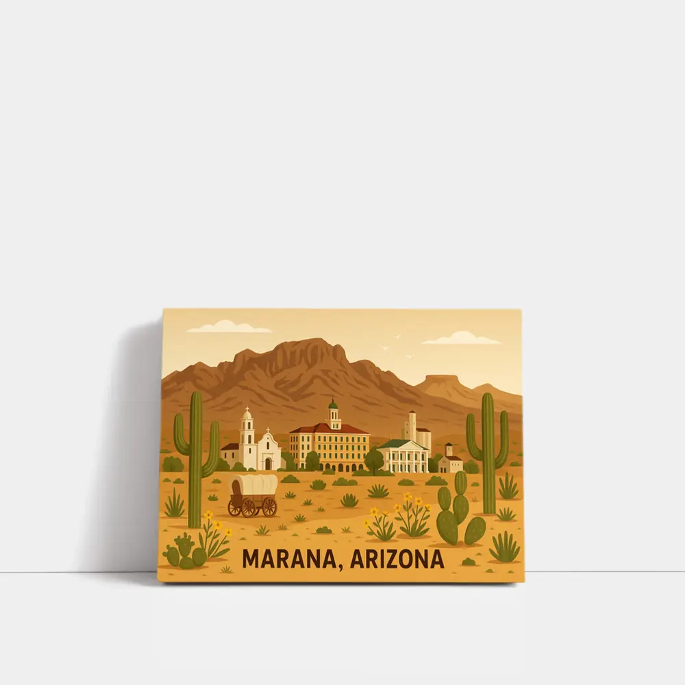 Marana Arizona Desert Town Illustration Art – Wall Art