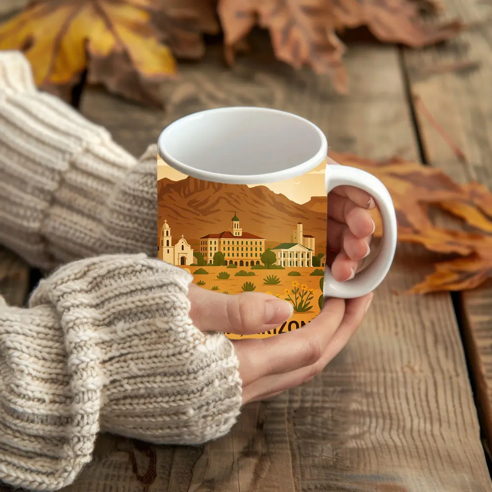 Marana Arizona Desert Town Illustration Art – Mugs