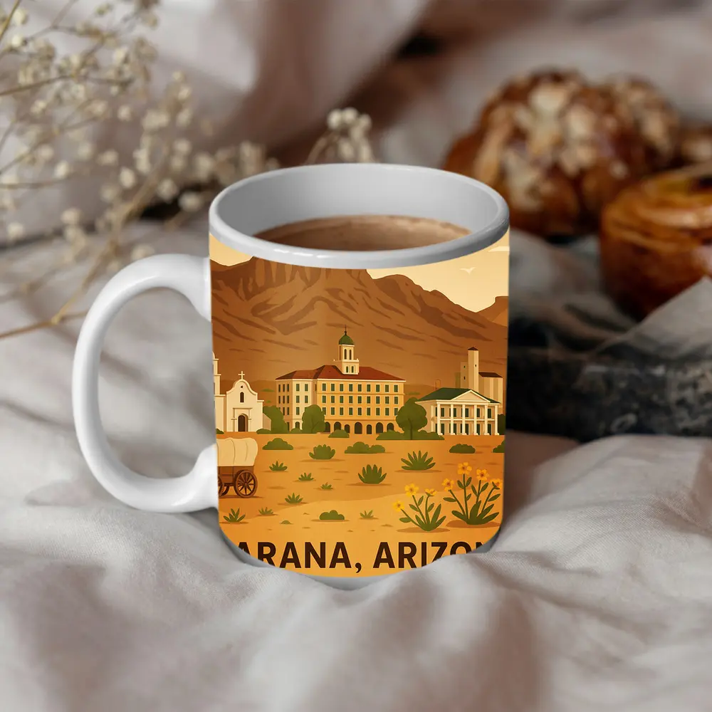 Marana Arizona Desert Town Illustration Art – Mugs