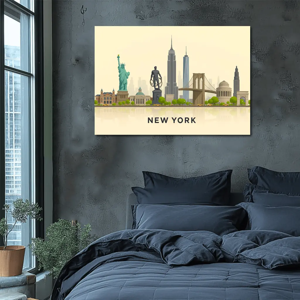 New York City Skyline Flat Illustration Art – Wall Art