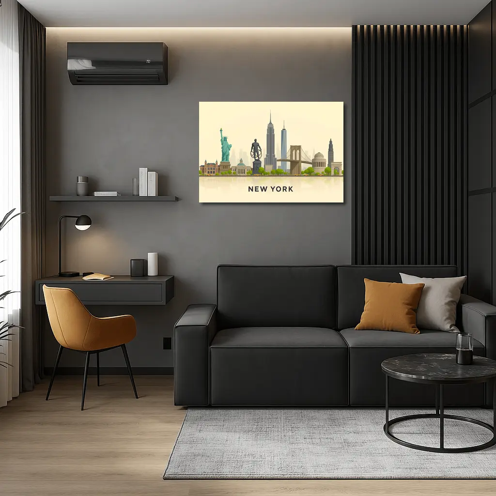 New York City Skyline Flat Illustration Art – Wall Art