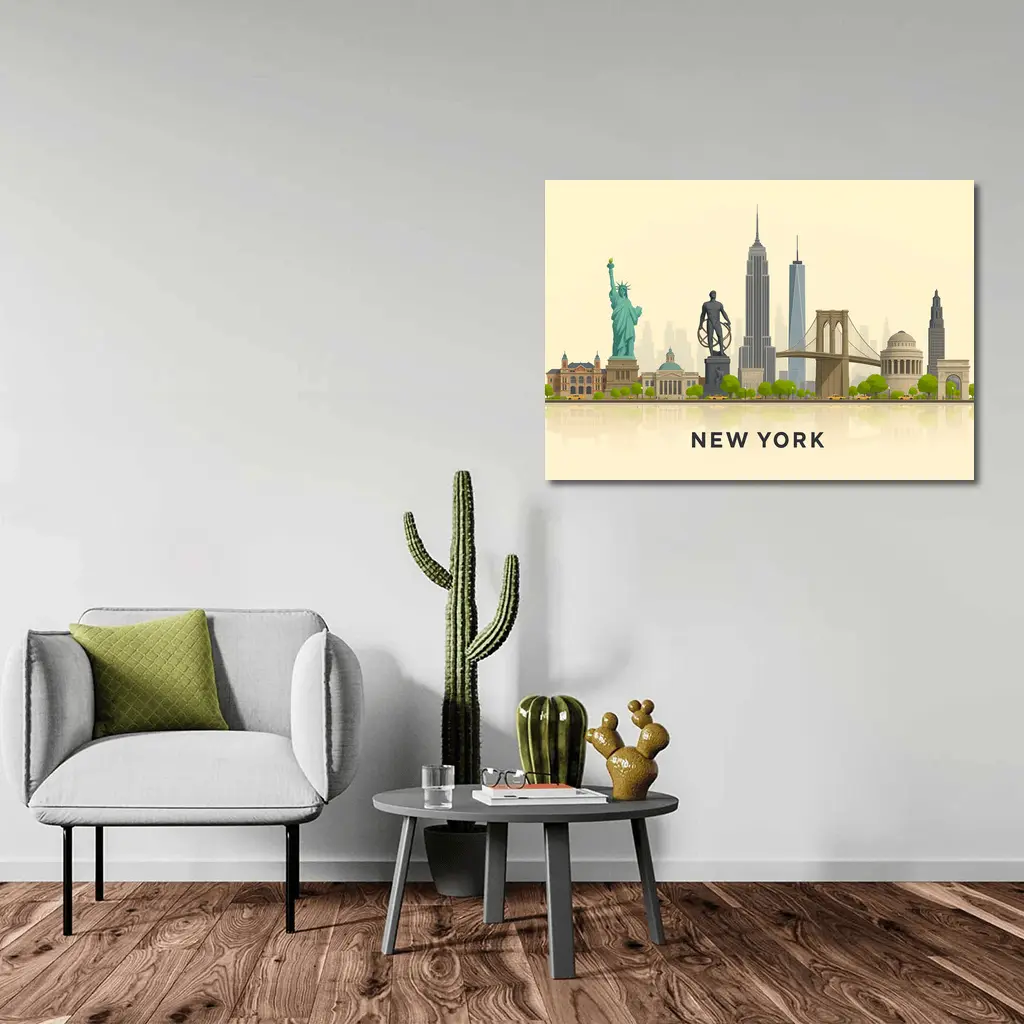 New York City Skyline Flat Illustration Art – Wall Art