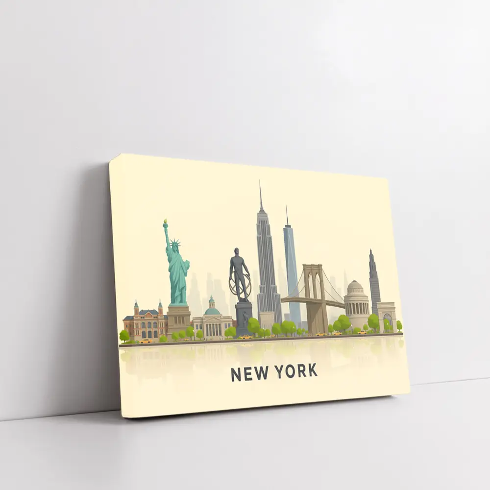 New York City Skyline Flat Illustration Art – Wall Art