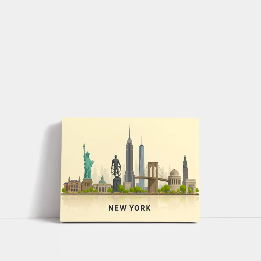 New York City Skyline Flat Illustration Art – Wall Art