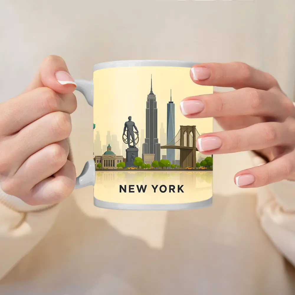 New York City Skyline Flat Illustration Art – Mugs