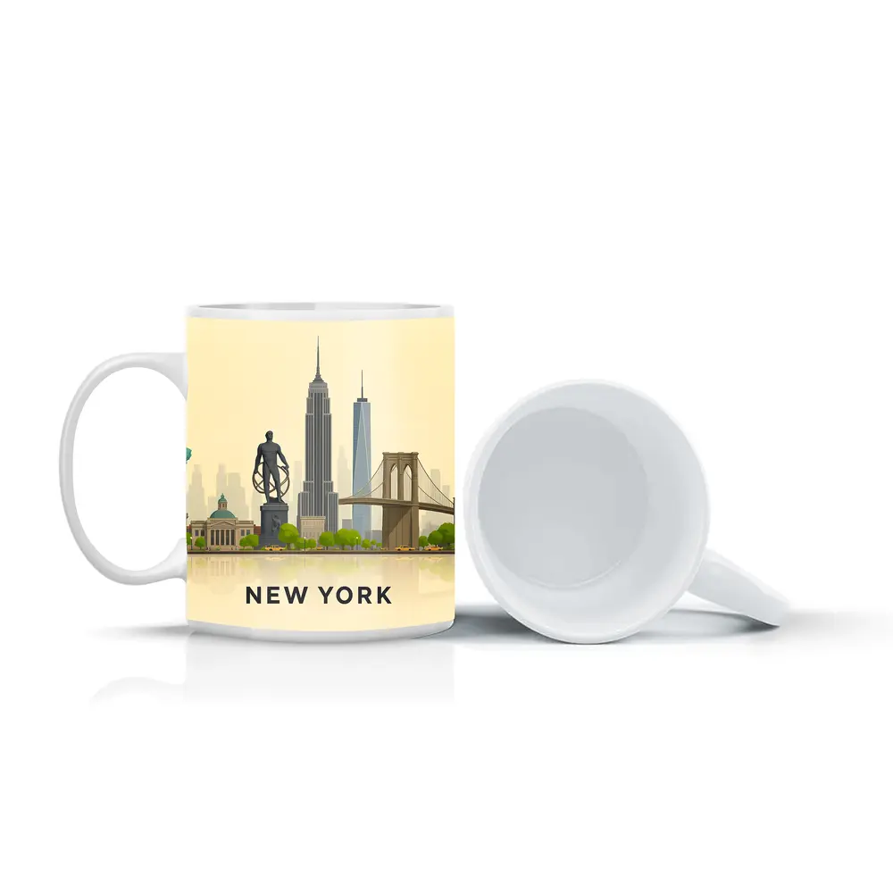 New York City Skyline Flat Illustration Art – Mugs