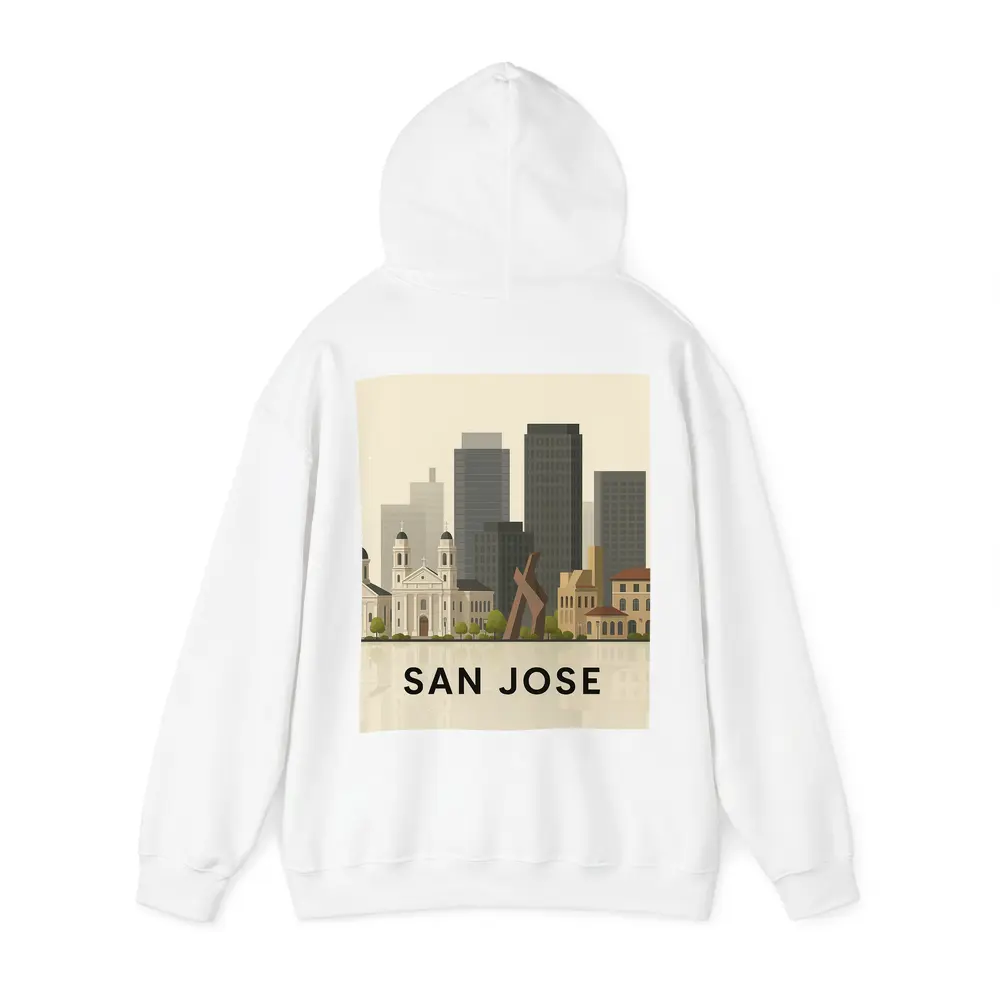 San Jose City Skyline Flat Illustration Art – Hoodies