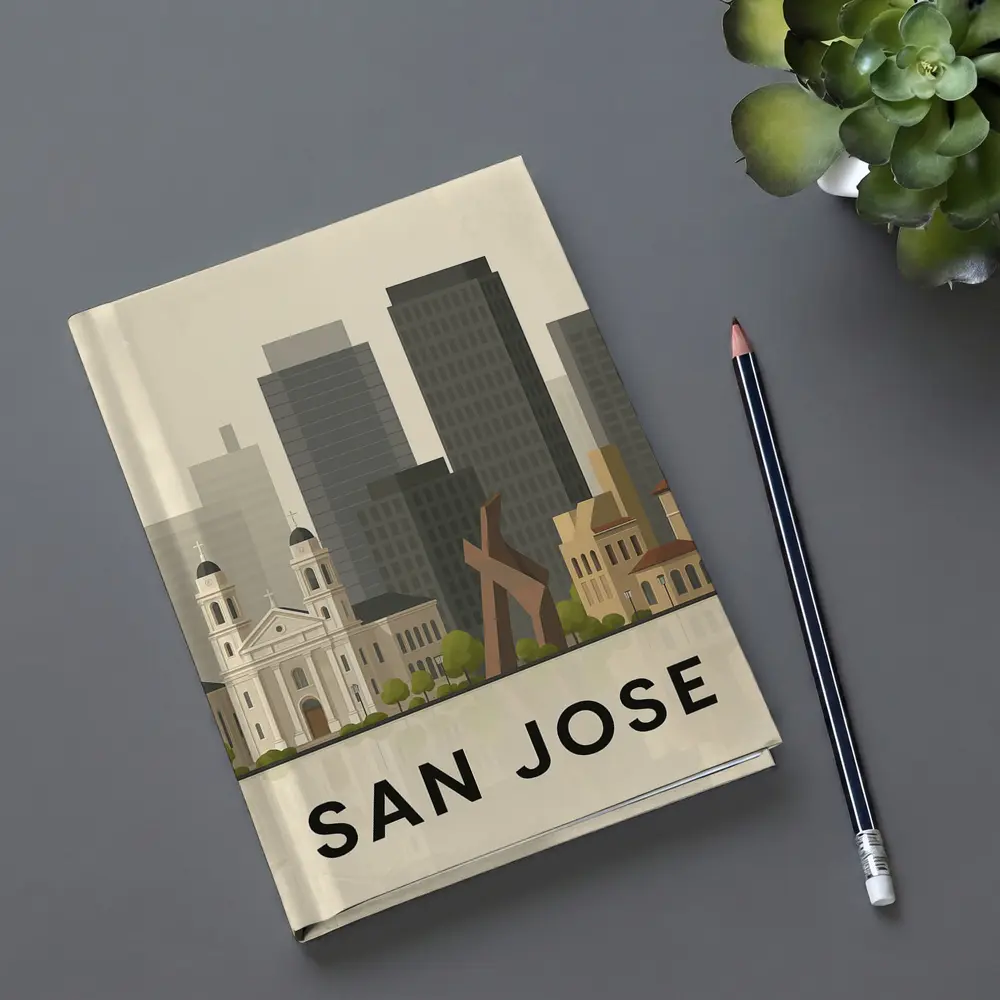 San Jose City Skyline Flat Illustration Art – Notebooks