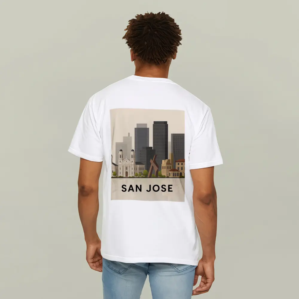 San Jose City Skyline Flat Illustration Art – T-Shirts