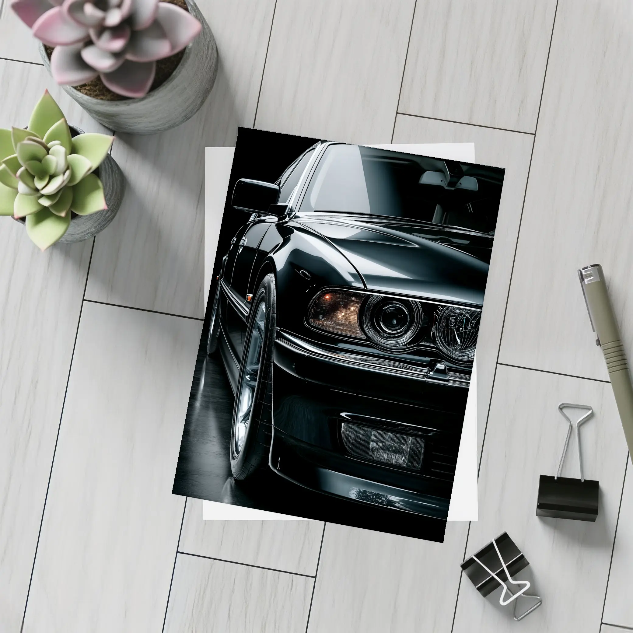 BMW M5 Black Studio Dark Background – Postcards