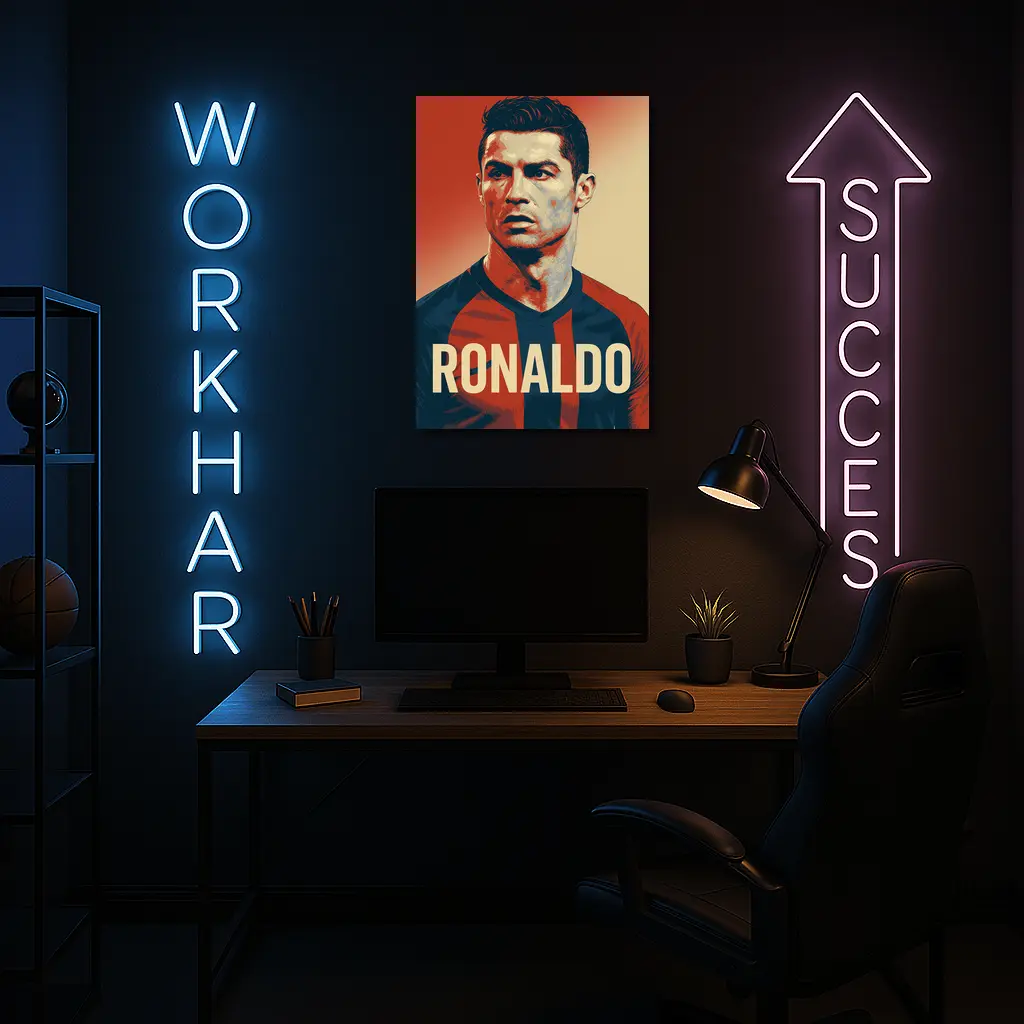 Ronaldo Soccer Player Bold Red Portrait – Wall Art