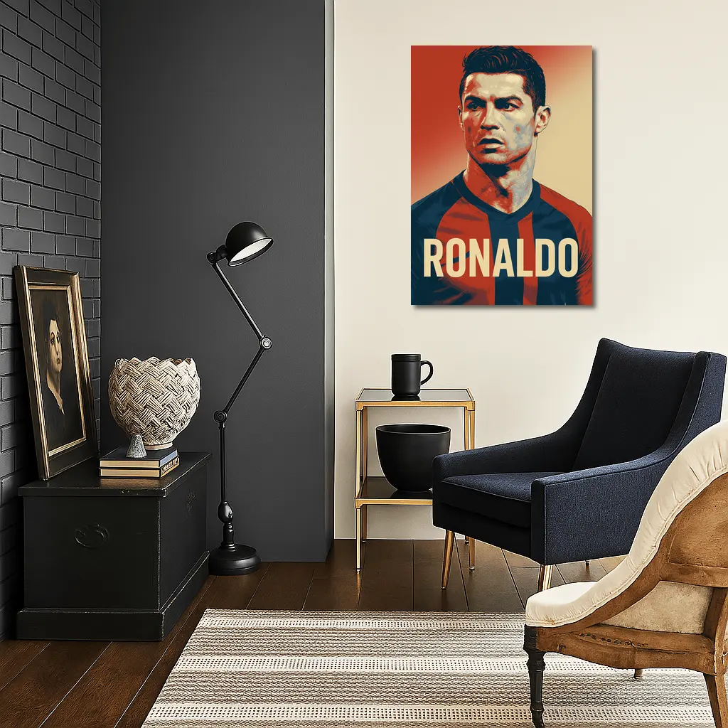 Ronaldo Soccer Player Bold Red Portrait – Wall Art