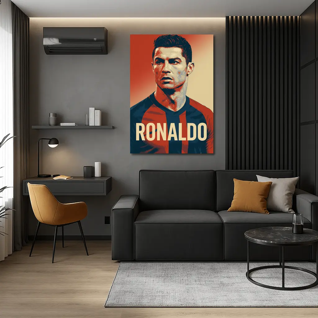 Ronaldo Soccer Player Bold Red Portrait – Wall Art