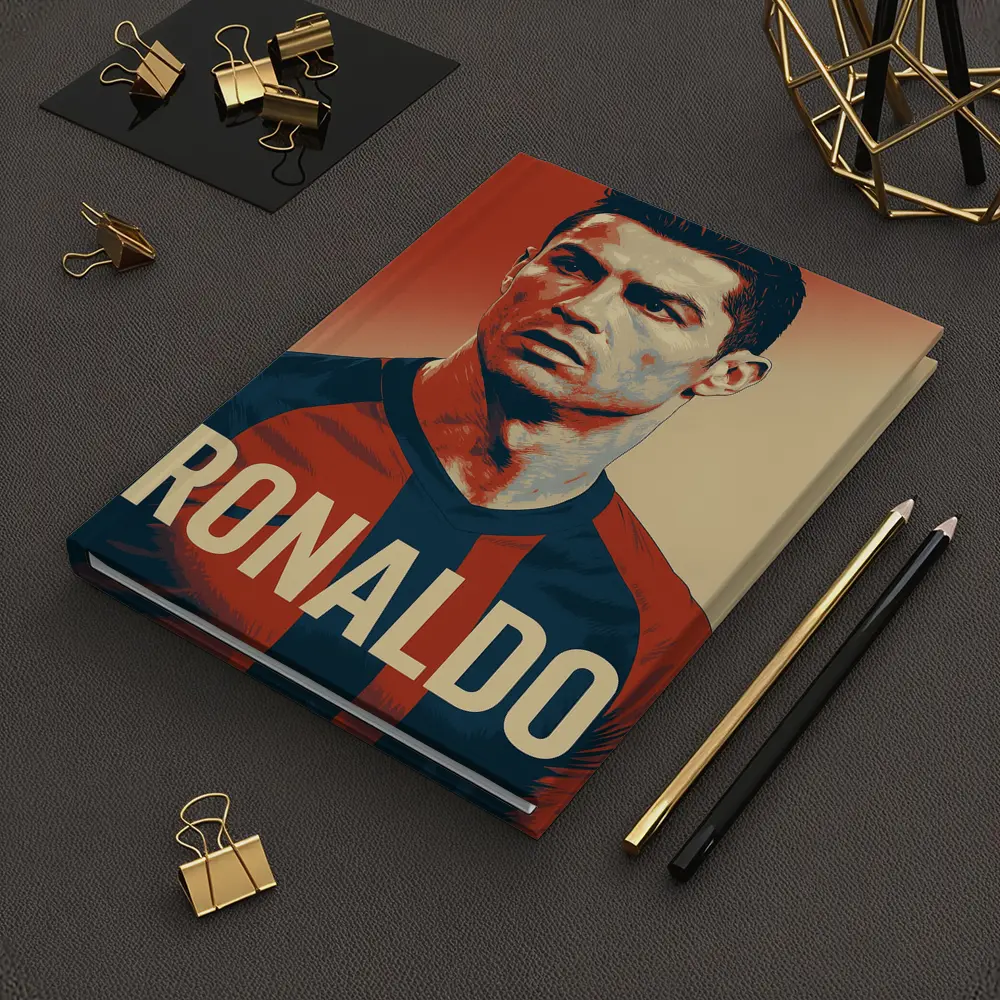 Ronaldo Soccer Player Bold Red Portrait – Notebooks