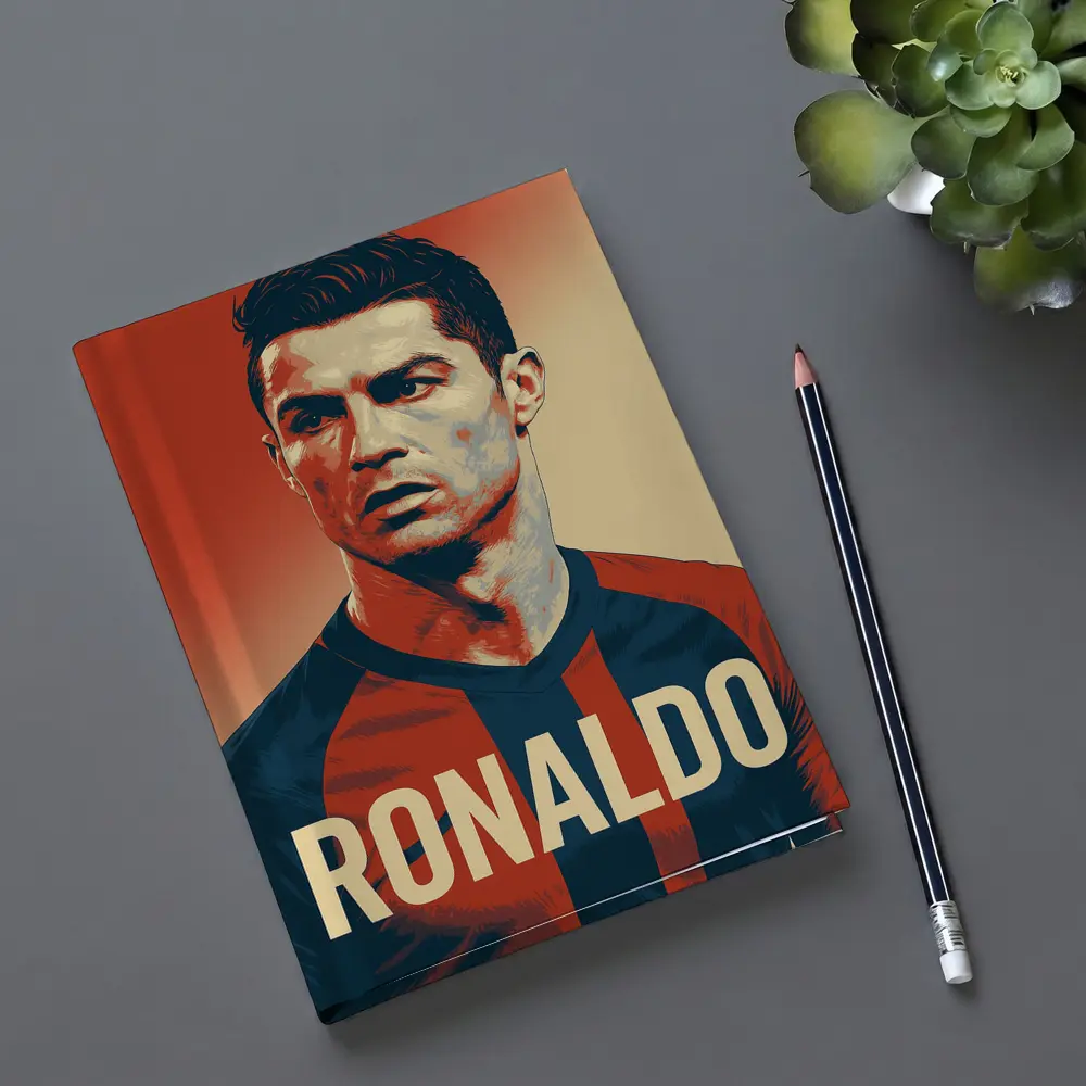 Ronaldo Soccer Player Bold Red Portrait – Notebooks