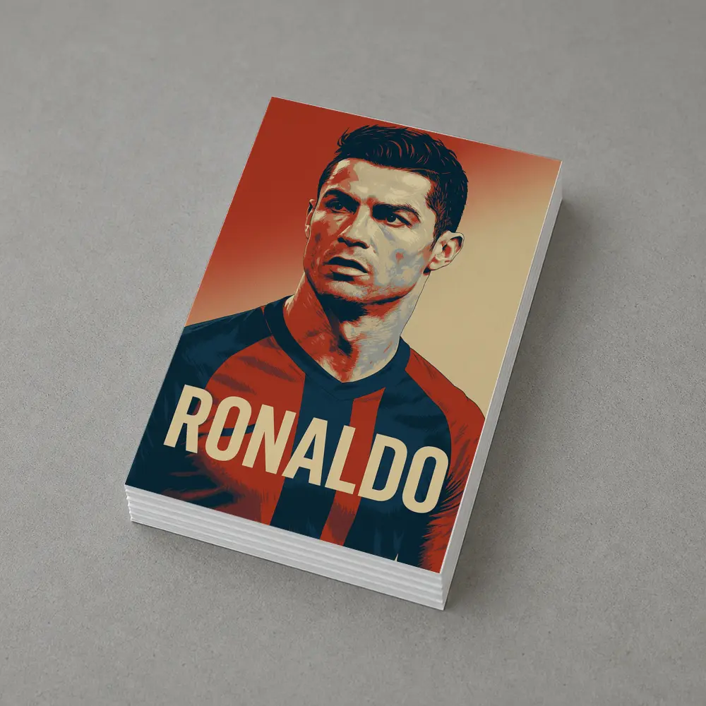 Ronaldo Soccer Player Bold Red Portrait – Postcards