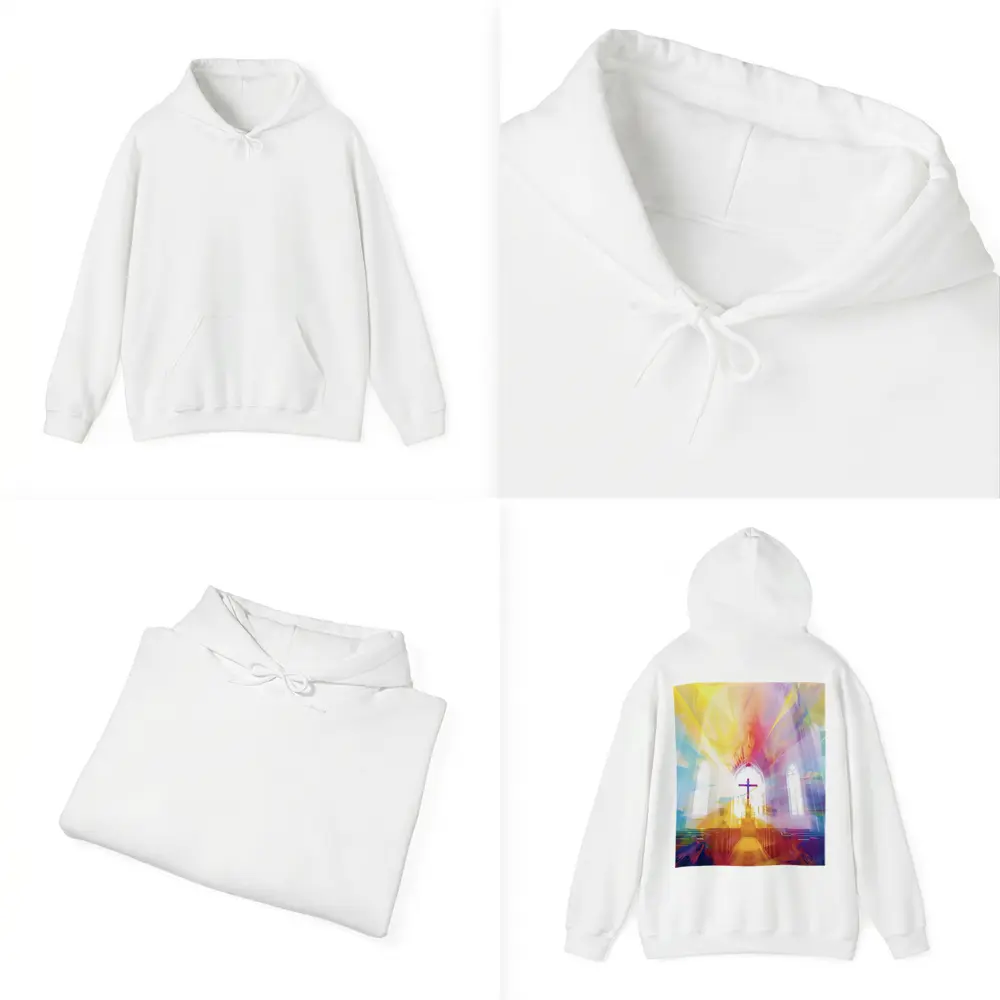 Colorful Church Interior Cross Abstract Art – Hoodies