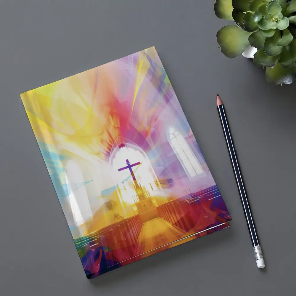 Colorful Church Interior Cross Abstract Art – Notebooks