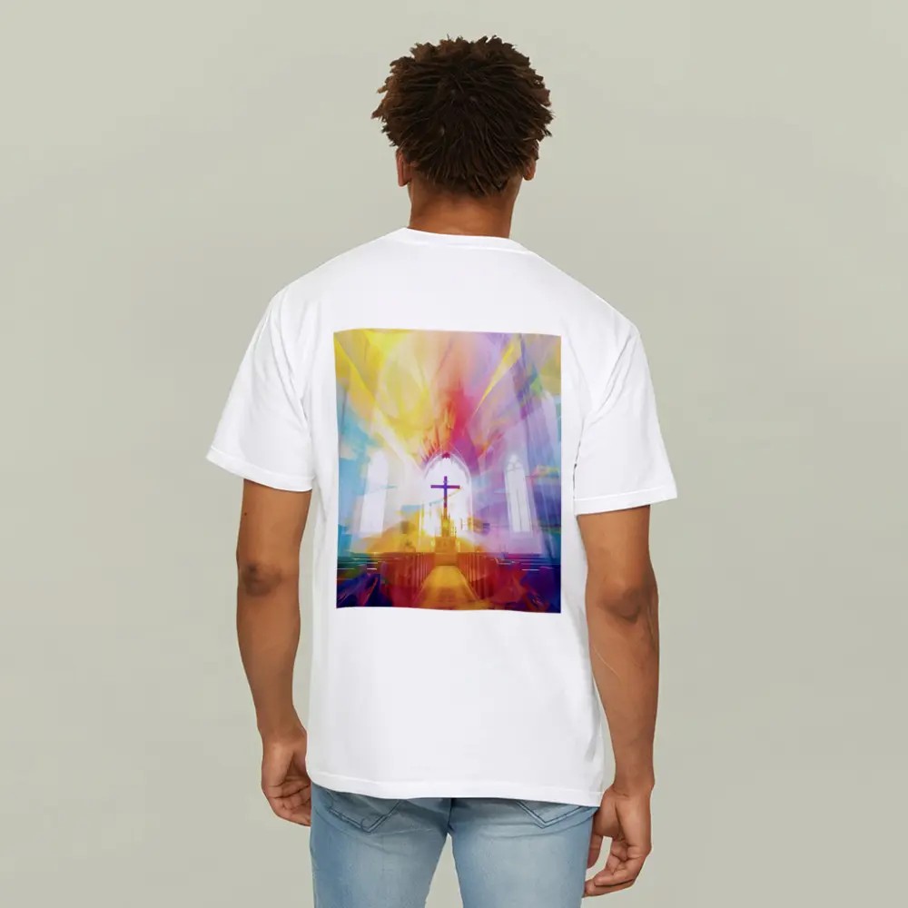 Colorful Church Interior Cross Abstract Art – T-Shirts