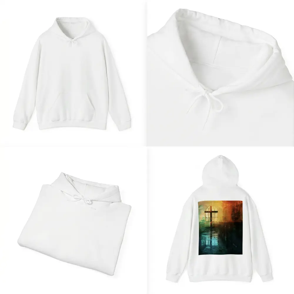 Cross Inside Dark Atmospheric Church Interior – Hoodies