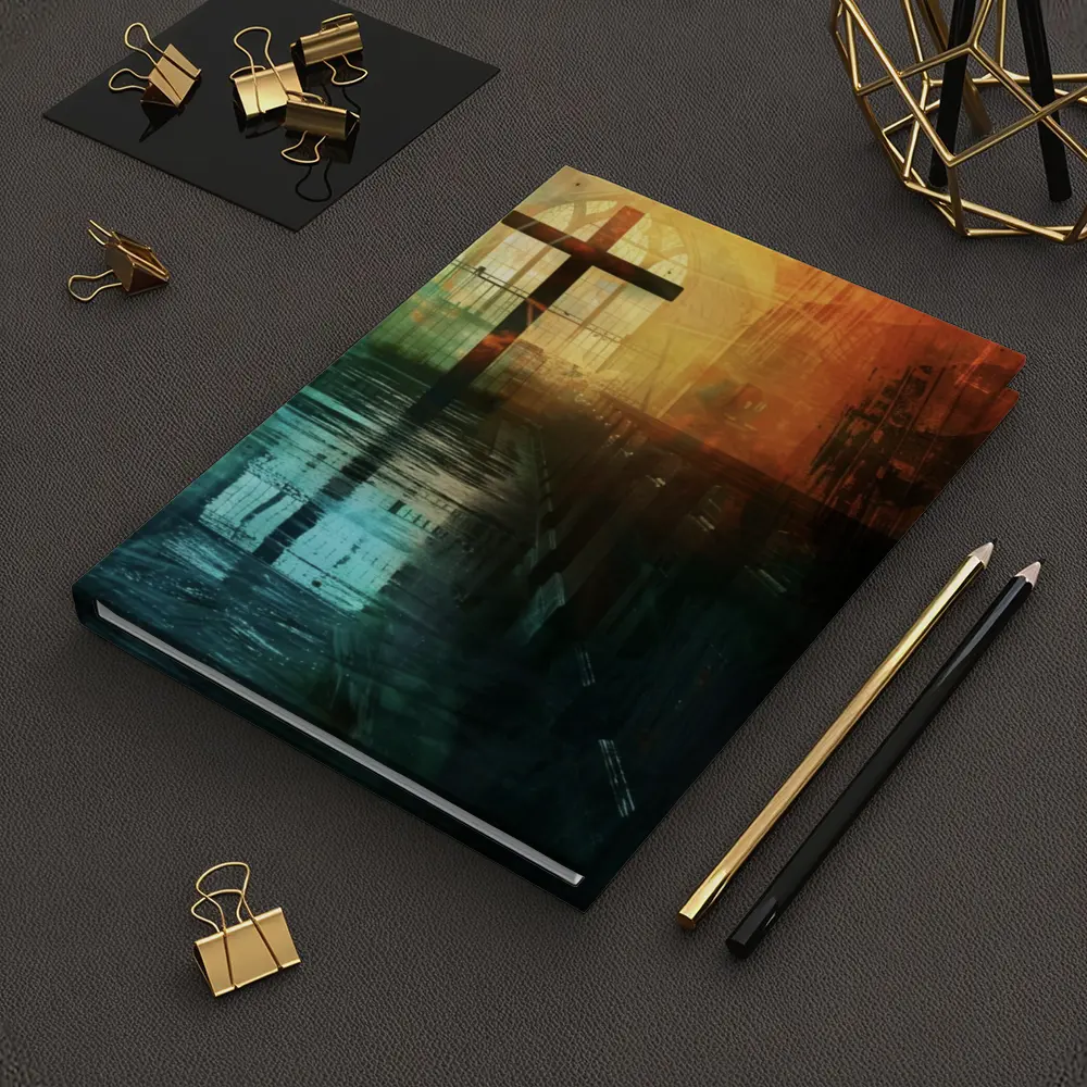 Cross Inside Dark Atmospheric Church Interior – Notebooks