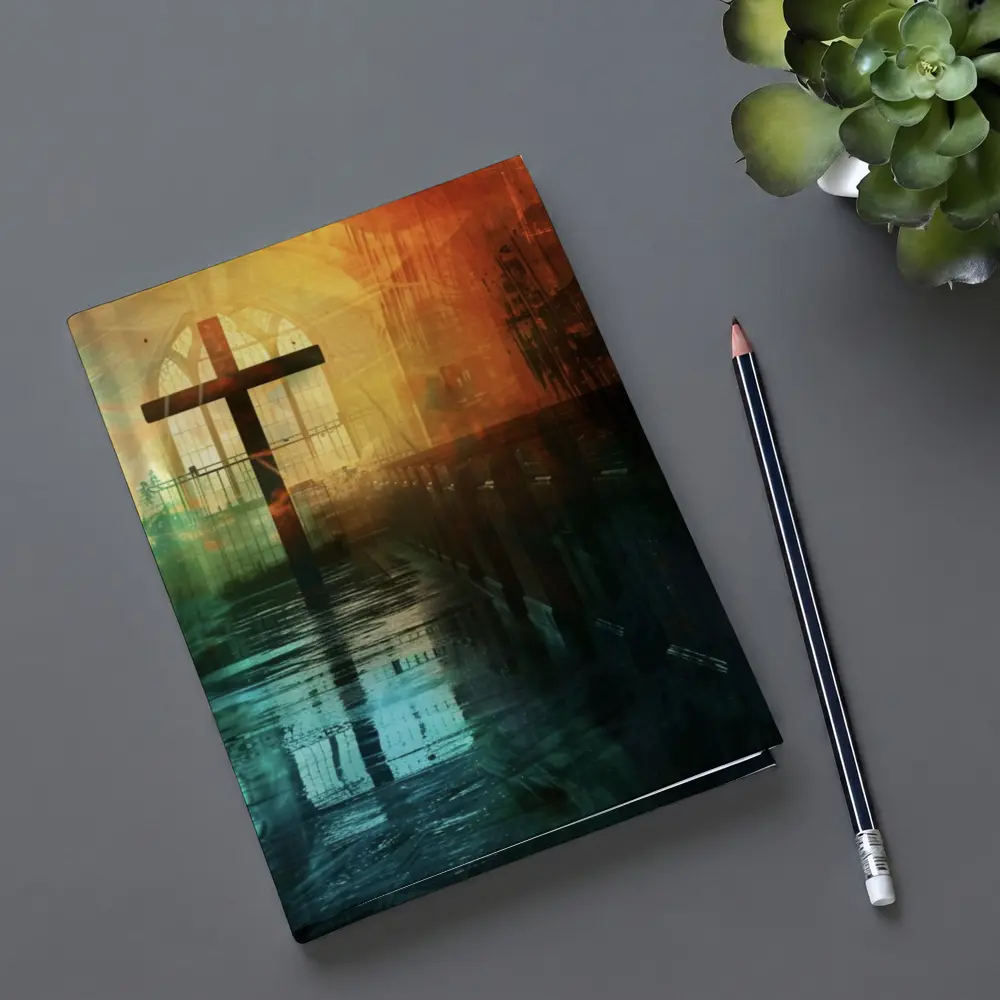 Cross Inside Dark Atmospheric Church Interior – Notebooks