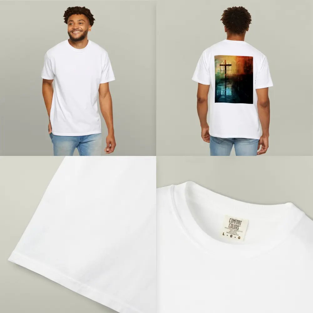 Cross Inside Dark Atmospheric Church Interior – T-Shirts
