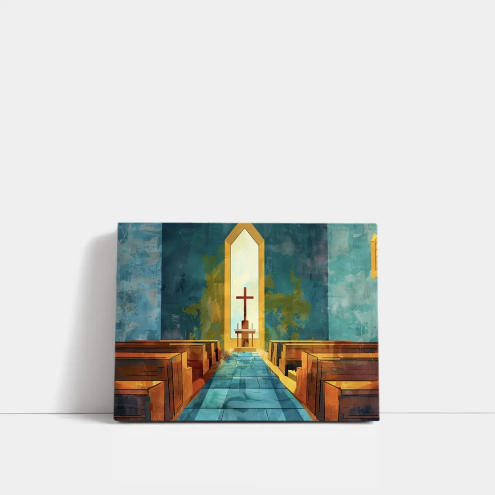 Church Interior Cross Aisle Illustration Art – Wall Art