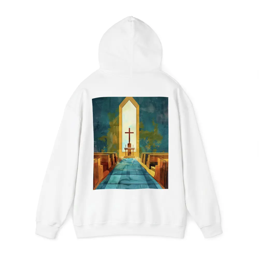 Church Interior Cross Aisle Illustration Art – Hoodies