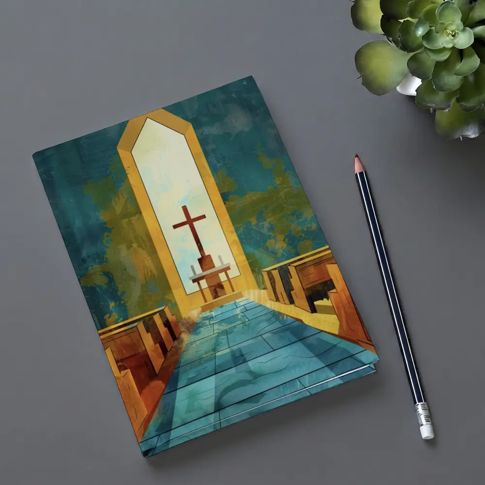 Church Interior Cross Aisle Illustration Art – Notebooks
