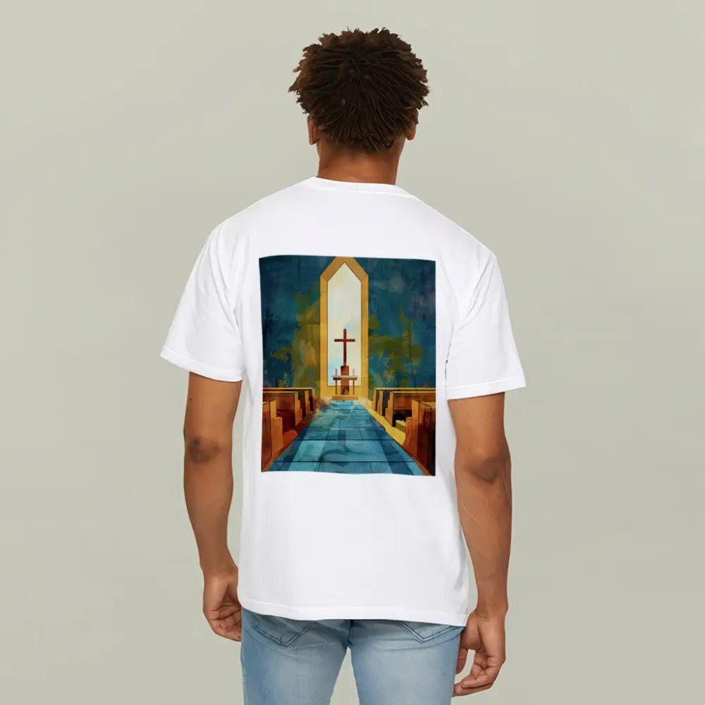 Church Interior Cross Aisle Illustration Art – T-Shirts