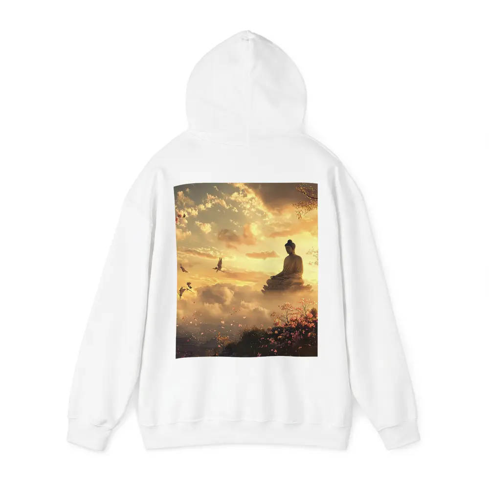 Buddha Statue Golden Sky Cherry Blossoms – Hoodies