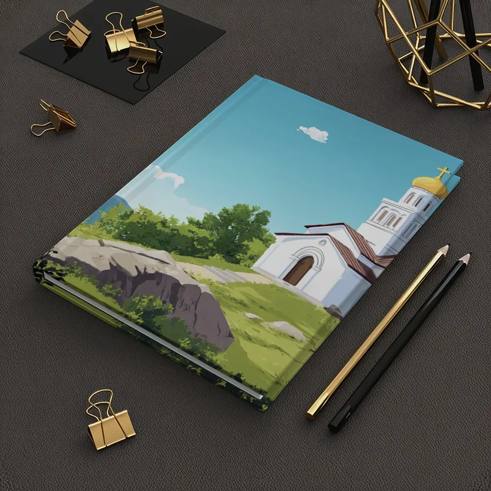 Orthodox Church Hilltop Anime Style Landscape – Notebooks