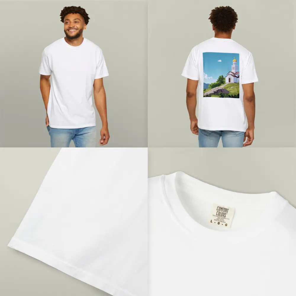 Orthodox Church Hilltop Anime Style Landscape – T-Shirts