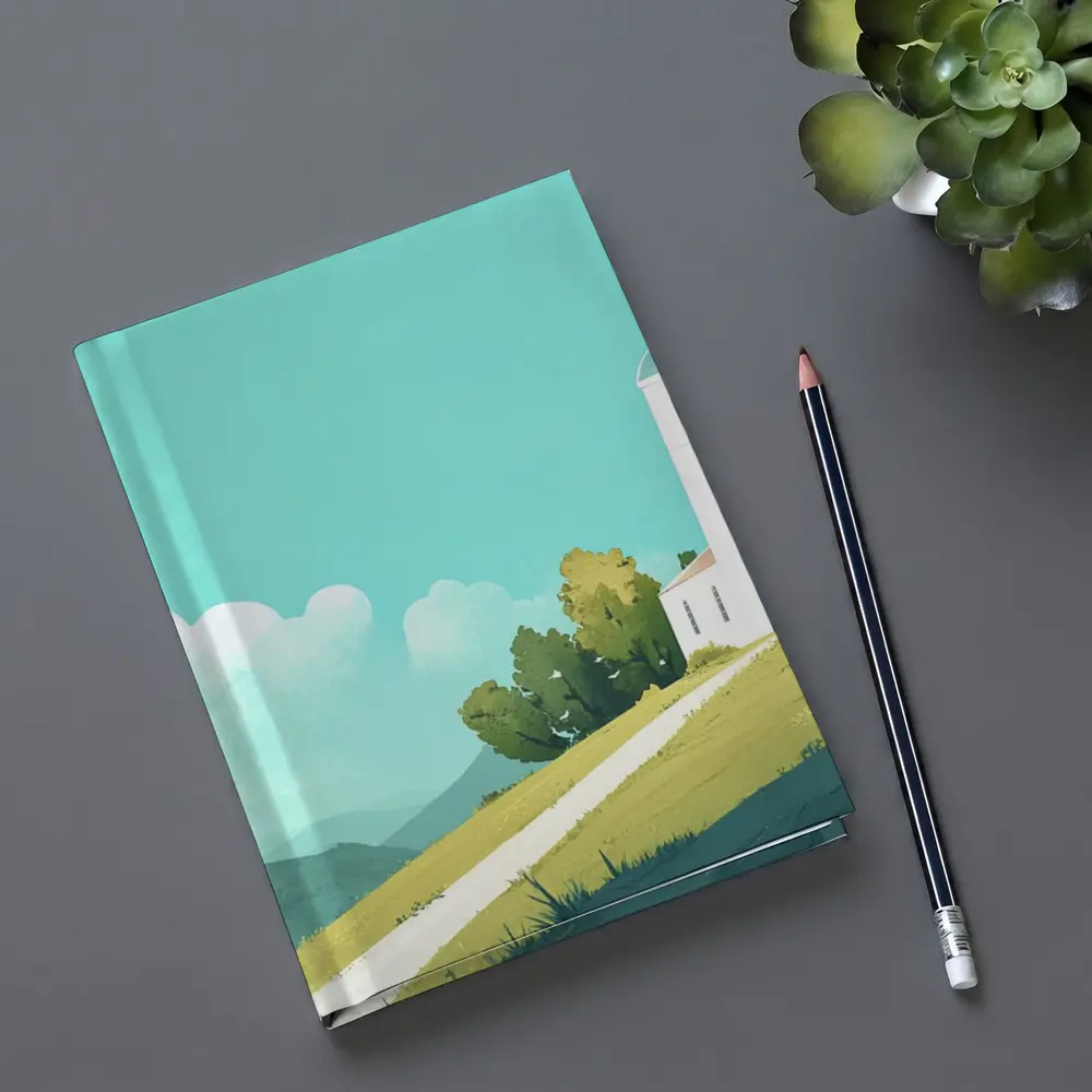 White Church on Hill Illustration Art – Notebooks