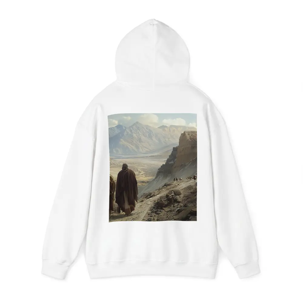 Two Robed Figures Walking Ancient Desert Trail – Hoodies