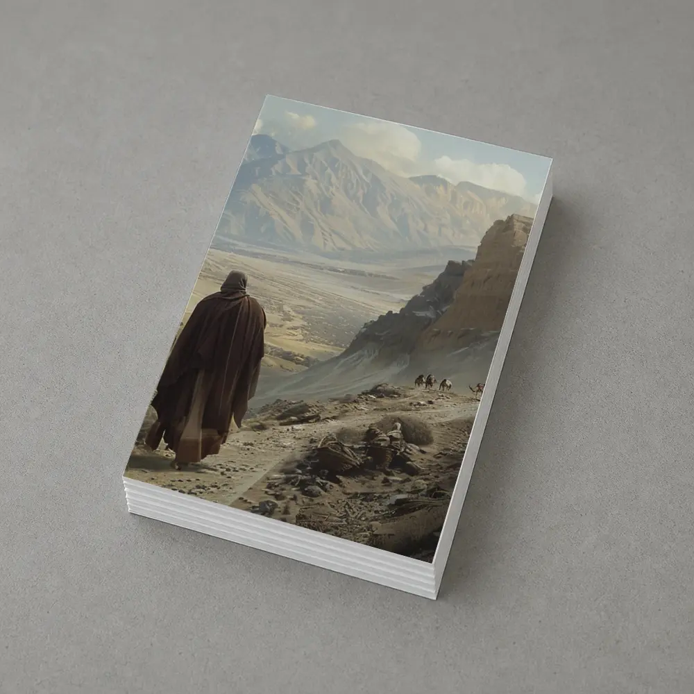 Two Robed Figures Walking Ancient Desert Trail – Postcards