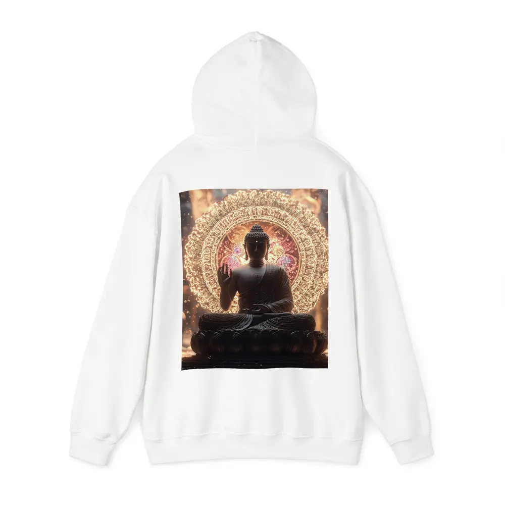 Buddha Statue Glowing Mandala Spiritual Light – Hoodies