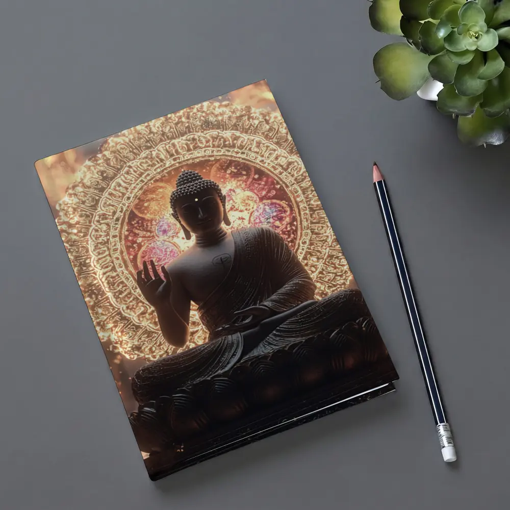 Buddha Statue Glowing Mandala Spiritual Light – Notebooks