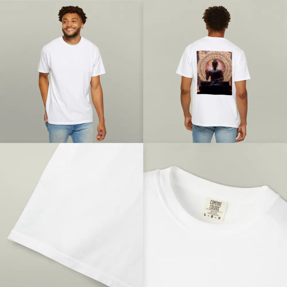 Buddha Statue Glowing Mandala Spiritual Light – T-Shirts